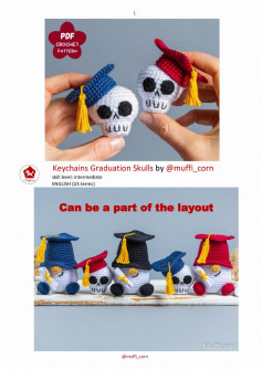 Keychains Graduation Skulls crochet pattern