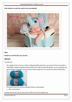Little Elephant crochet hat pattern