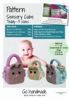 Many colors Pattern Sensory Cube Teddy - 3 sizes