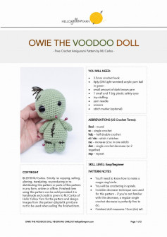 OWIE THE VOODOO DOLL - Free Crochet Amigurumi Pattern