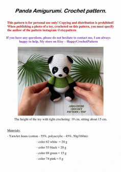 Panda Amigurumi. Crochet pattern