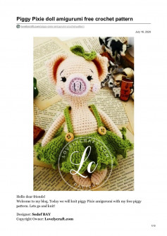Piggy Pixie doll amigurumi free crochet pattern