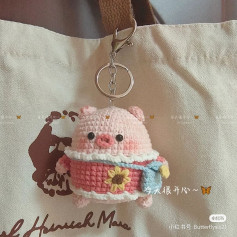 pink farting pig keychain crochet pattern