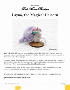 Pink Mouse Boutique Layna, the Magical Unicorn crochet pattern