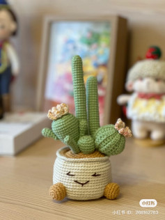 Potted cactus crochet pattern (five strands)