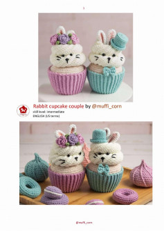 Rabbit cupcake crochet pattern