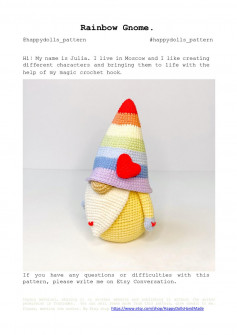 Rainbow Gnome crochet pattern