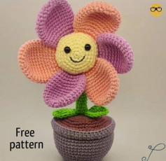 Seven-color flower pot crochet pattern