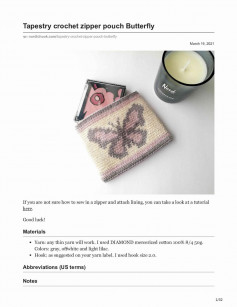 Tapestry crochet zipper pouch Butterfly