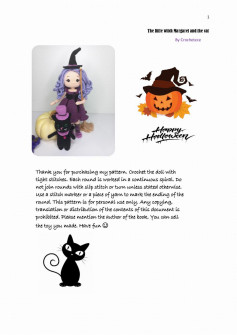 The little witch Margaret and the cat By Crochetece