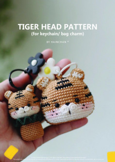 TIGER HEAD PATTERN for keychain bag charm