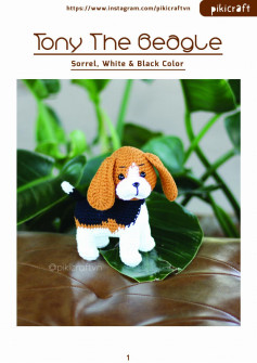 Tony The Beagle Sorre l , White & Black Color crochet pattern