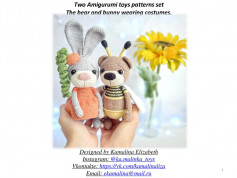 Two Amigurumi toys patterns set The bear and bunny wearing costumes