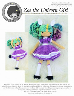 Zoe the Unicorn Girl crochet pattern