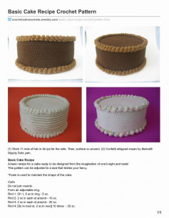 Basic Cake Recipe Crochet Pattern