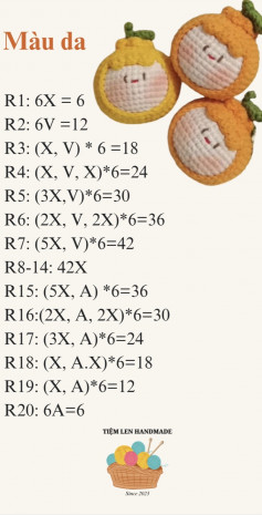 Chart hướng dẫn móc bé cam siêu đáng yêu
