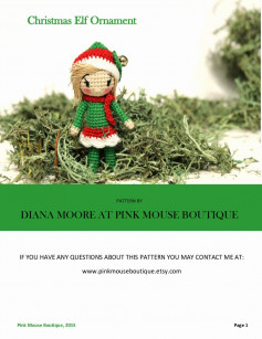 Christmas Elf Ornament PATTERN BY DIANA MOORE AT PINK MOUSE BOUTIQUE
