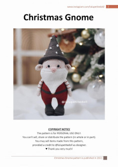 Christmas Gnome with a black hat crochet pattern