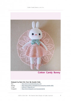 Cotton Candy Bunny wear a dress crochet pattern