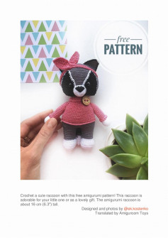 Crochet a cute raccoon with this free amigurumi pattern