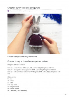 Crochet bunny in dress amigurumi