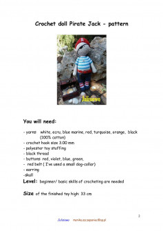 Crochet doll Pirate Jack - pattern