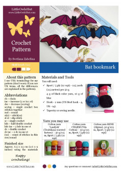 crochet pattern bat bookmark