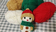Crochet pattern for a snowman wearing a hat and scarf
