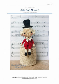 Crochet Pattern for Shia Doll Mozart Wolfgang Amadeus Mozart
