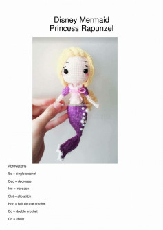 Disney Mermaid Princess Rapunzel crochet pattern