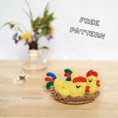free crochet english pattern chickens