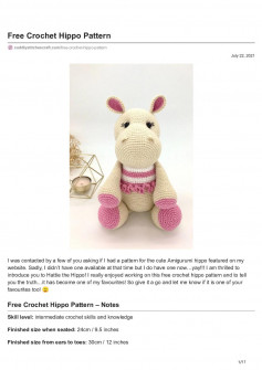 Free Crochet Hippo Pattern