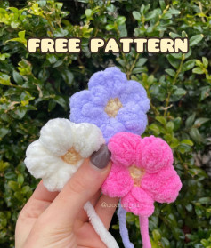 free pattern 2 types flat flower puffy flower