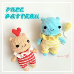 free pattern bear with heart bear with balloon