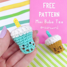 free pattern mini boba tea