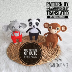 free pattern of cute friends elephant panda monkey
