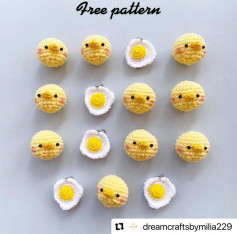 fried egg keychain crochet pattern