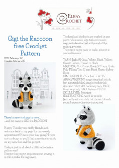 Gigi the Raccoon free Crochet Pattern
