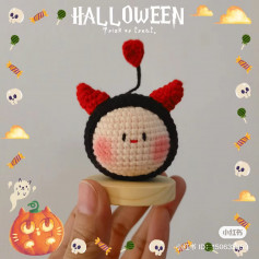 Halloween crochet pattern red horned devil dumplings