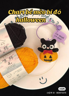 Halloween pumpkin cat crochet pattern