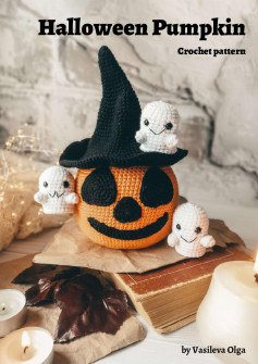 Halloween Pumpkin with a black hat Crochet pattern