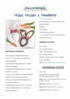Hippy Hoppity Headband 1″ Plastic Headband 8 Chenille