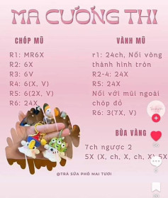 Hướng dẫn móc ma cương thi, ma đội mũ.