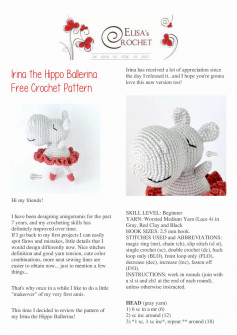 Irina the Hippo Ballerina Free Crochet Pattern