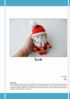 Santa claus with a red hat and White beard crochet pattern