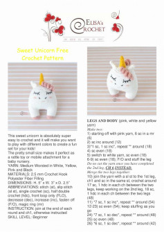 Sweet Unicorn Free Crochet Pattern