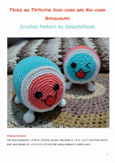 Taiko no Tatsujin: Don-chan and Ka-chan Amigurumi Crochet Pattern