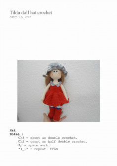 Tilda doll hat crochet pattern