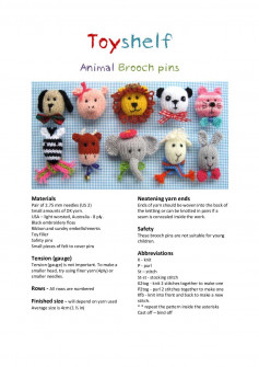 Toyshelf Animal Brooch pins crochet pattern