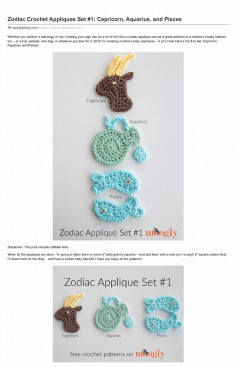 Zodiac Crochet Appliques Set #1: Capricorn, Aquarius, and Pisces